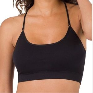 Black adjustable strap padded bralette